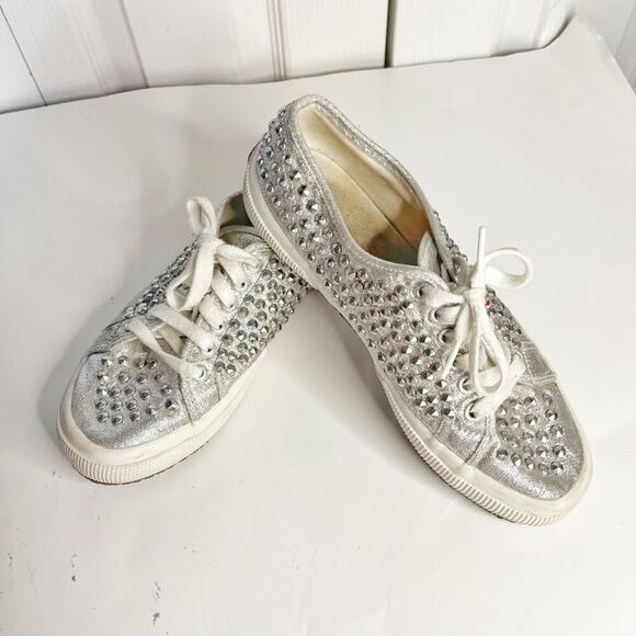 Superga Cotu 2750 Allover Metallic Studded Low Top Lace Up Canvas Sneakers - Picture 5 of 11